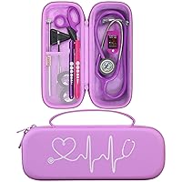 Vista 8 de BOVKE - Bolsa para estetoscopio 3M Littmann Classic III, Lightweight II S.E, Cardiology IV, MDF Acoustica Lightweight - Bolsillo extra para Blanco