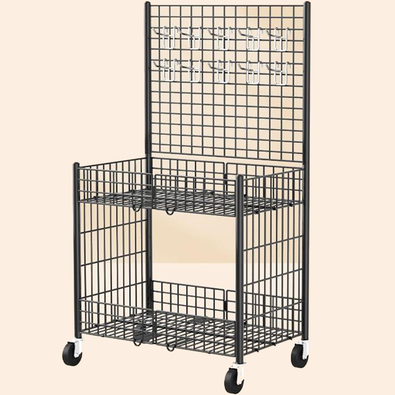 Carrito plegable de metal para puesto de mercado portátil para vendedores sin espacio