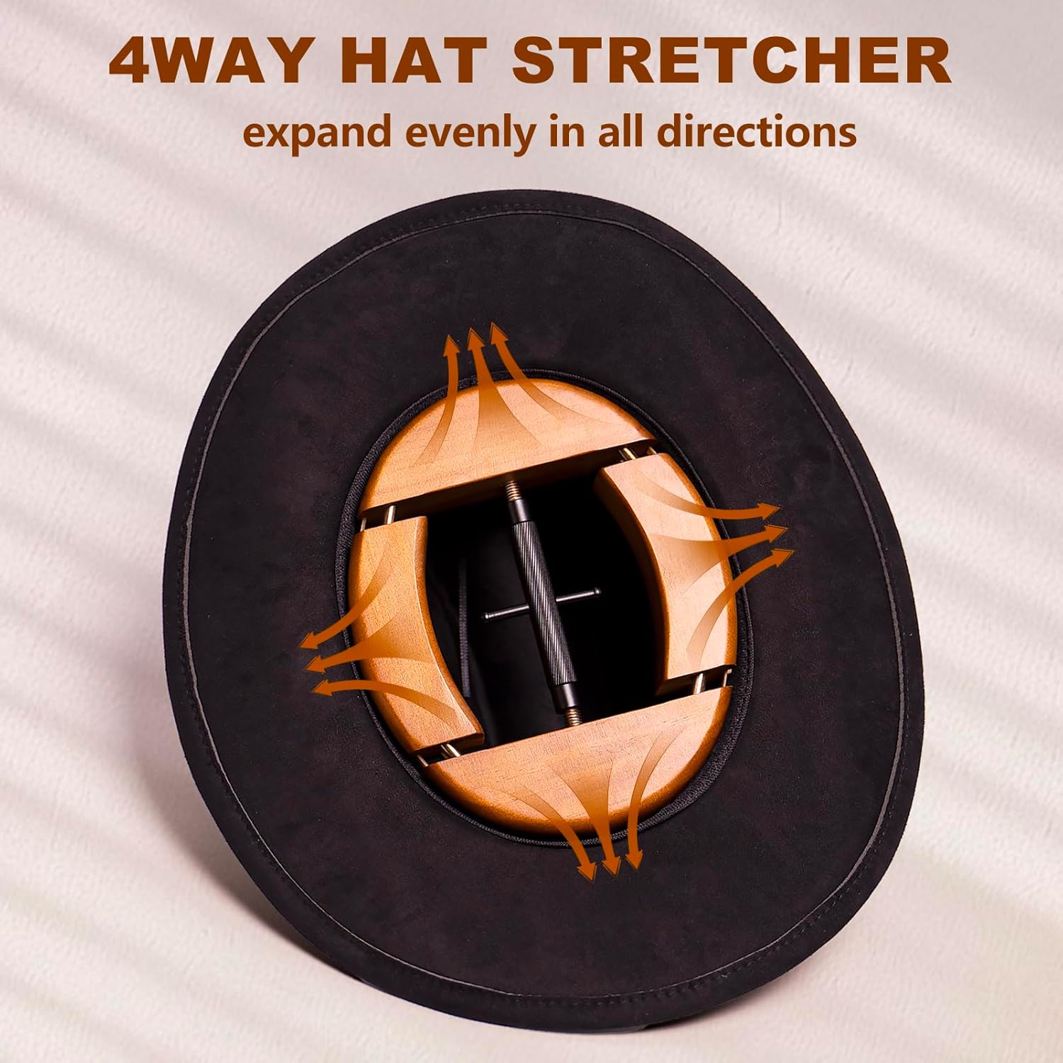 Hat Stretcher, 4 Way Hat Stretchers for Fitted Hats, Stretch Size 6 7/8 to 8 3/8, Wooden Hats Stretcher Fits All Kind of Caps - with Lever Wrench, Extender Widener for Men Fedora Cowboy Baseball Caps - Image 4