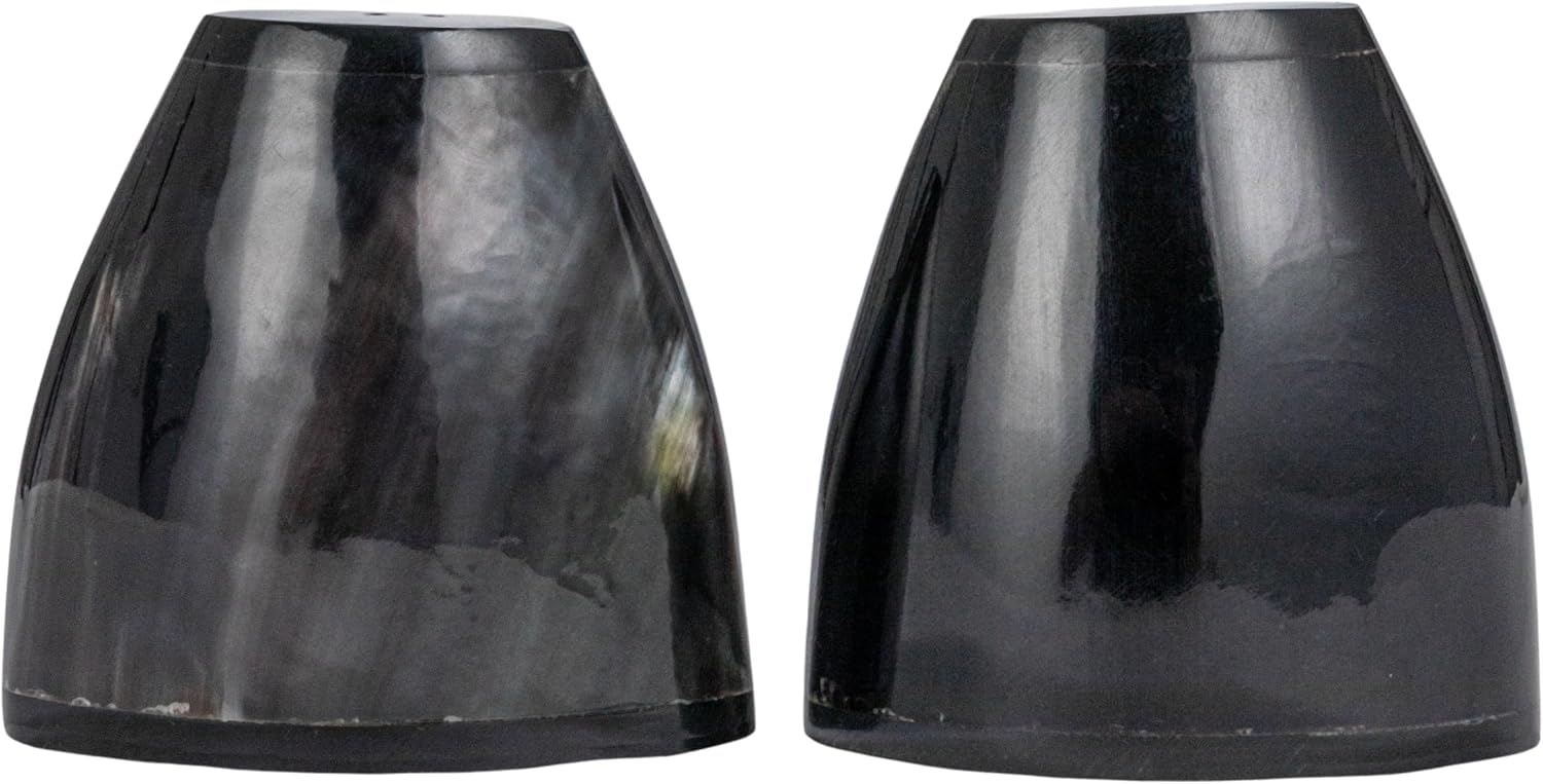 Creative Co-Op Horn Salt and Pepper Shakers, Black, Set of 2 (Pack of 2)