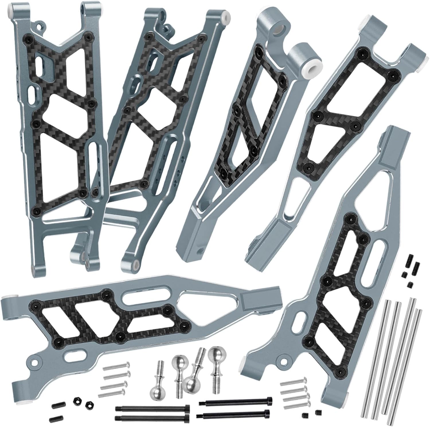 RC Suspension Arms Upgrades Part for 1/8 Kraton 6S BLX,Outcast 6S BLX,Notorious 6S BLX,Talion 6S BLX,Aluminum Front Upper & Front Lower & Rear Suspension A-Arms Hops up w/Pivot Balls,Navy Blue