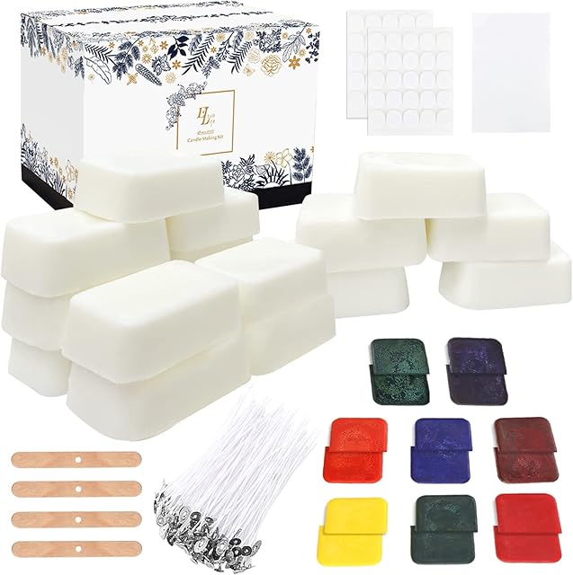 ETUOLIFE Candle Making Kit, DIY Candle Making Supplies, 960g Soy Wax for Making Candle, 50pcs Candle Wicks Stickers, 8 Color Dye Wax, Magic Paper, Candle Wax, Candle Making Kits for Adults Beginners