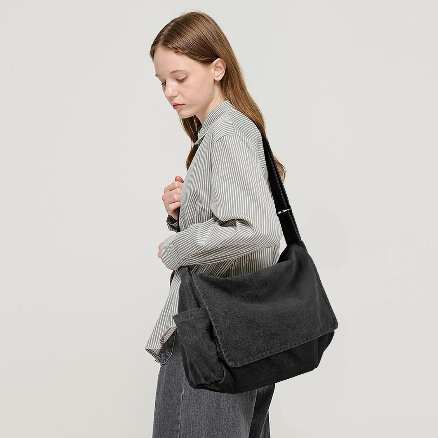 ChuLian Messenger Bag for Women Men Canvas Satchel Bag Travel Hobo Bag Casual Crossbody Shoulder Bag Sling Bag - Image 5