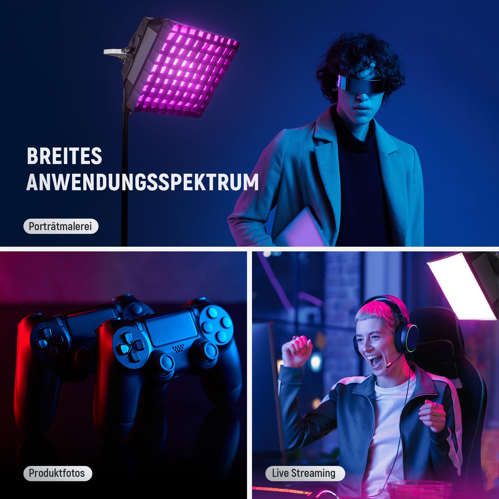 NEEWER verbesserter Softbox Diffusor für NL660 RGB660 PRO II LED Video Lichtpaneel, 12,6" x 11,6", faltbar mit Gitter/Tasche/Verdunkelungshaube, schnelle Einrichtung für weiches Licht, NS4S