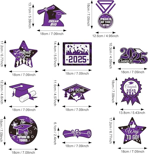 Vista 3 de Sumind 30 piezas de decoraciones de fiesta de graduación, suministros de remolinos colgantes de felicitaciones para graduación, estrellas, sombrero