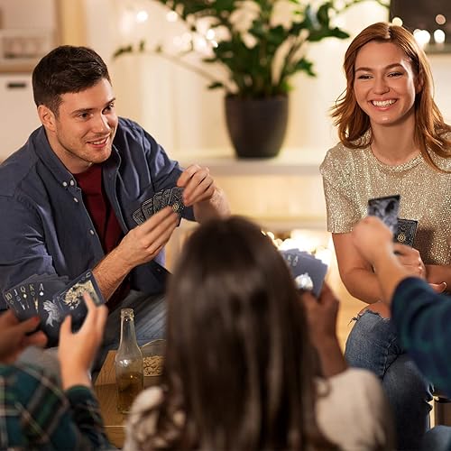 Vista 7 de WJPC Cartas de juego impermeables de plástico fáciles de barajar, cartas de póquer de dragón negro para juego y fiesta, baraja de cartas (dragón)