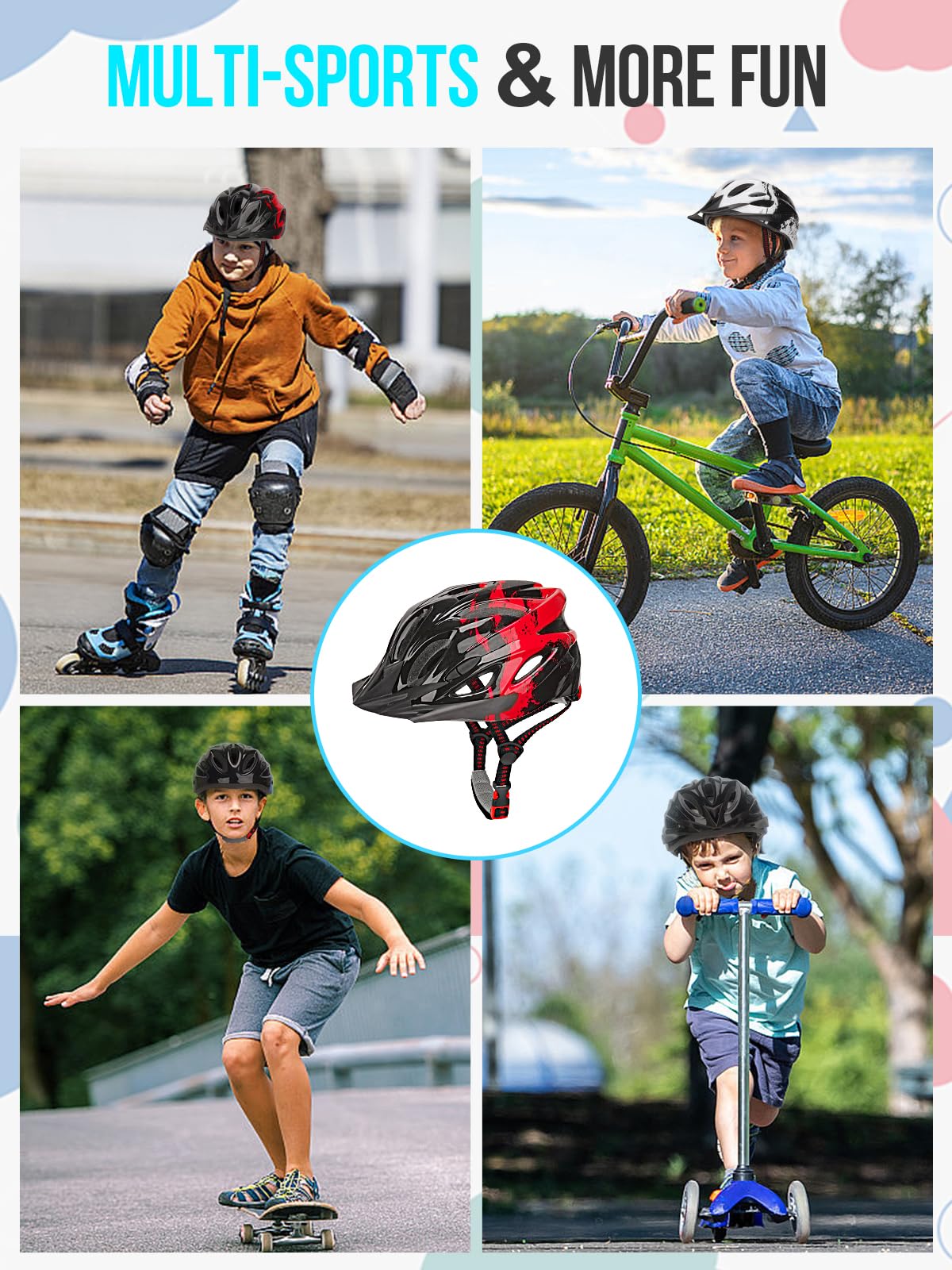 Casco de bicicleta para niños, casco RaMokey para niños y niñas