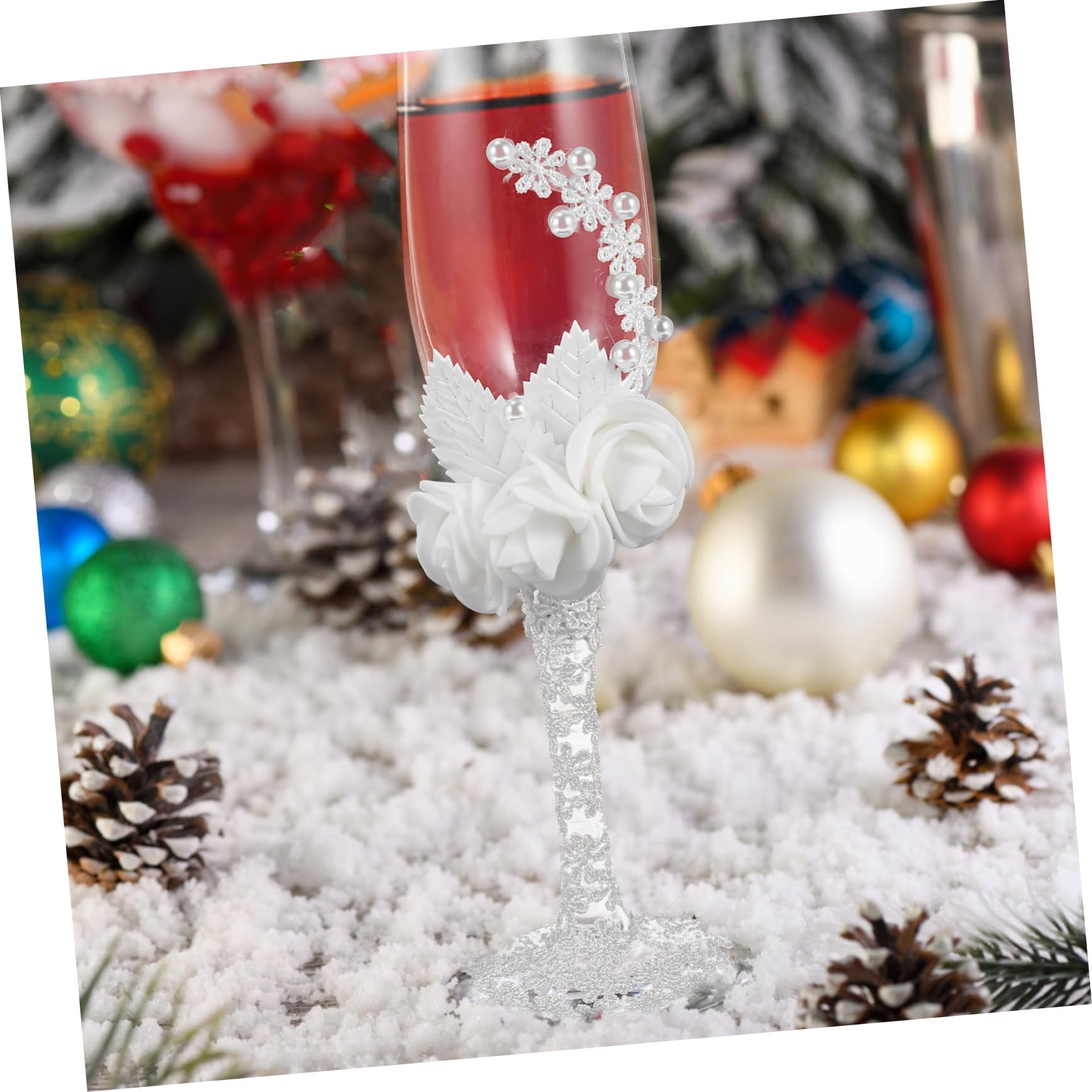 Amosfun Verres à Verres à vin de Mariage Fleur de Perle gobelets à vin romantiques pour Cadeau de Mariage fête de fian?ailles