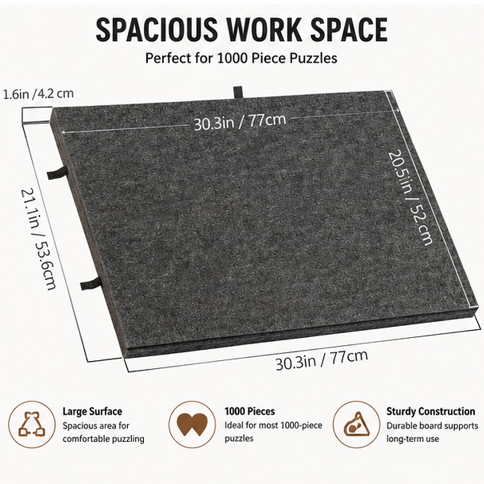 Tablero de rompecabezas, soporte plegable ajustable, tapete portátil con cubierta y 6 cajones, tablero de rompecabezas con 4 bandejas de clasificación plegables para hasta 1000 piezas (gris oscuro)