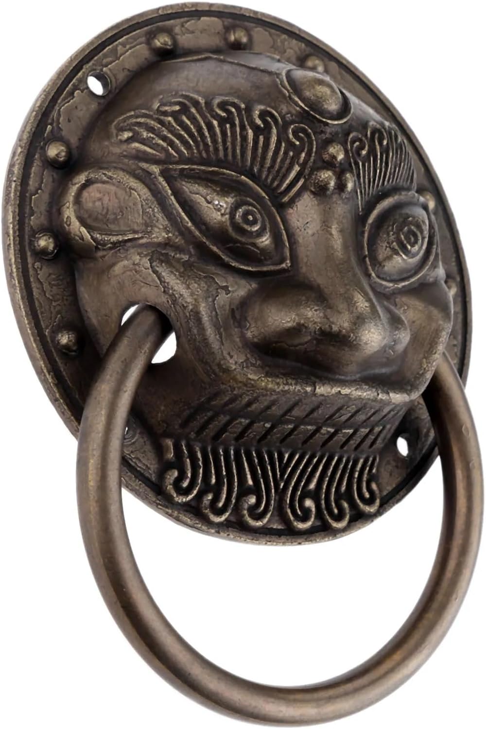 1pc Handle Pull Knocker Alloy Handle Wardrobe Drawer Door Pull Retro Decoration Furniture Lion Head Drop Ring Pulls(35x50mm Brass)