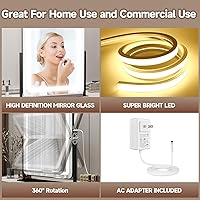 Vista 6 de PRIMETEK Vanity Mirror with Lights, 19"x22" Large Makeup Mirror with Lights, LED Lighted Makeup Mirror, Touch Screen with 3-Color Lighting, Dimmable