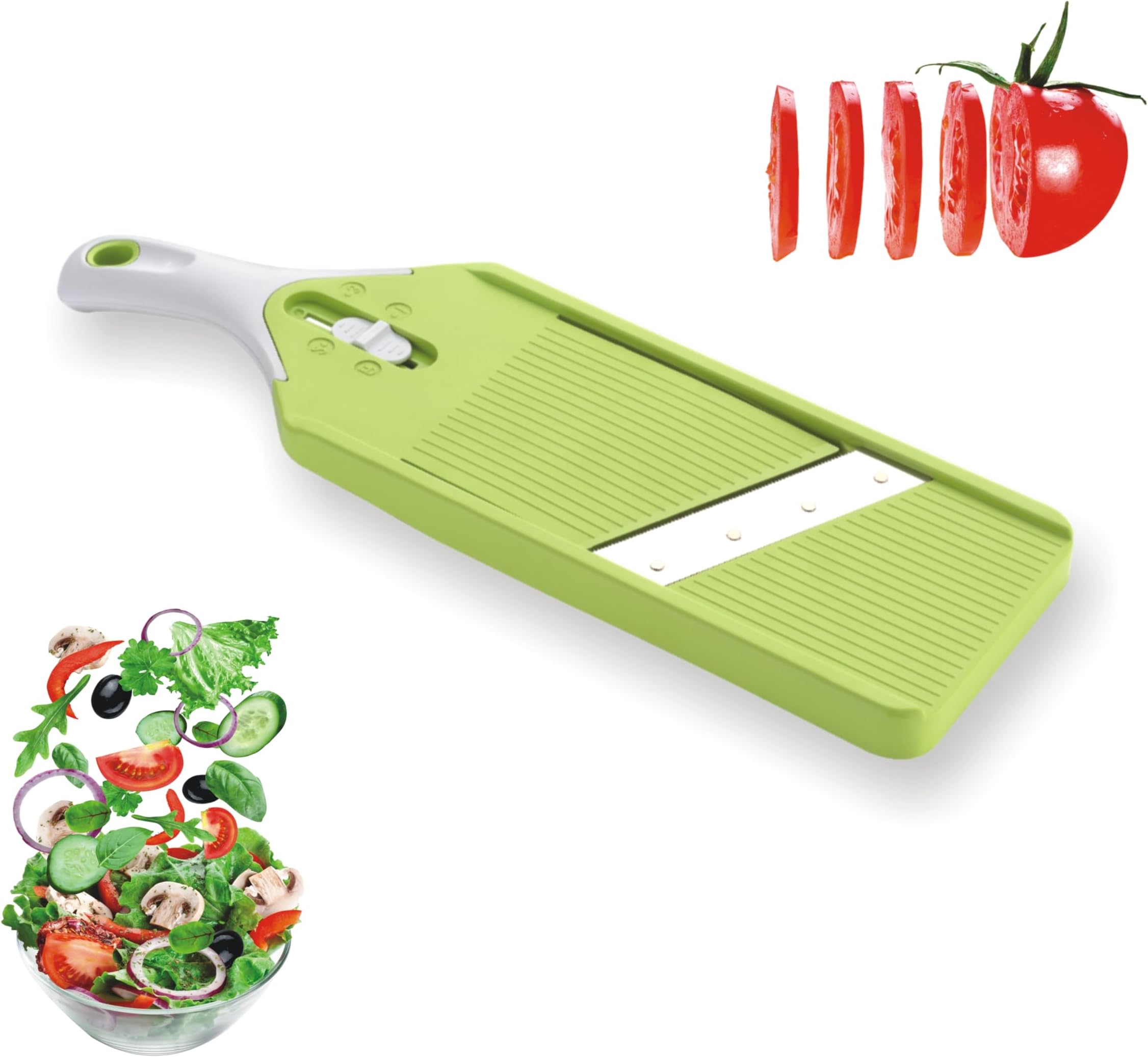 ANSA Adjustable Stainless Steel Fruit & Vegetable Slicer – 3 Slice Thickness Settings, Durable Blades, Compact & Eco-Friendly Design for Easy Cutting | Potato Slicer