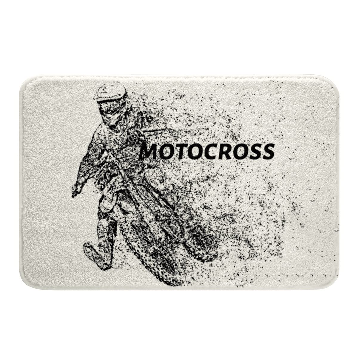 Dirt Bike Bath Mat, Extreme Sport Bathroom Rug Teens Boys Motocross Rider Rug Motorcycle Motorbike Sport Door Mat, Plush Bedroom Bathroom Decor Mat