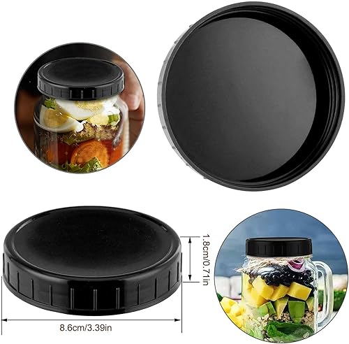 Miniatura 7 de Pizga Tapas de plástico para tarros de masón, boca regular y ancha, tapa de almacenamiento a prueba de fugas, reutilizable, juego multicolor de 16