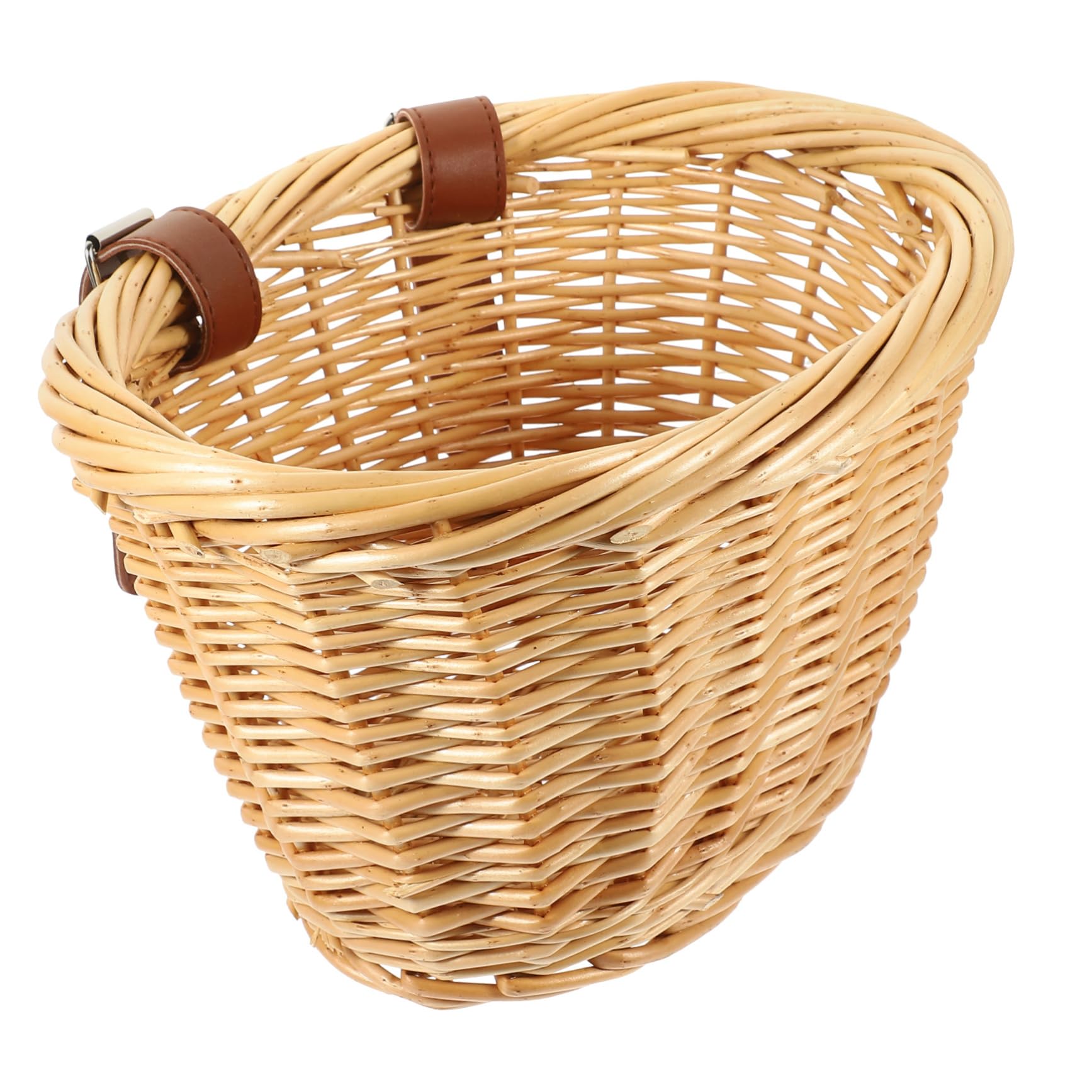 BRIGHTFUFU Willow Material Rattan Basket Bucket for Bikes Large Storage Space Tool Front Handlebar Mount Random Color