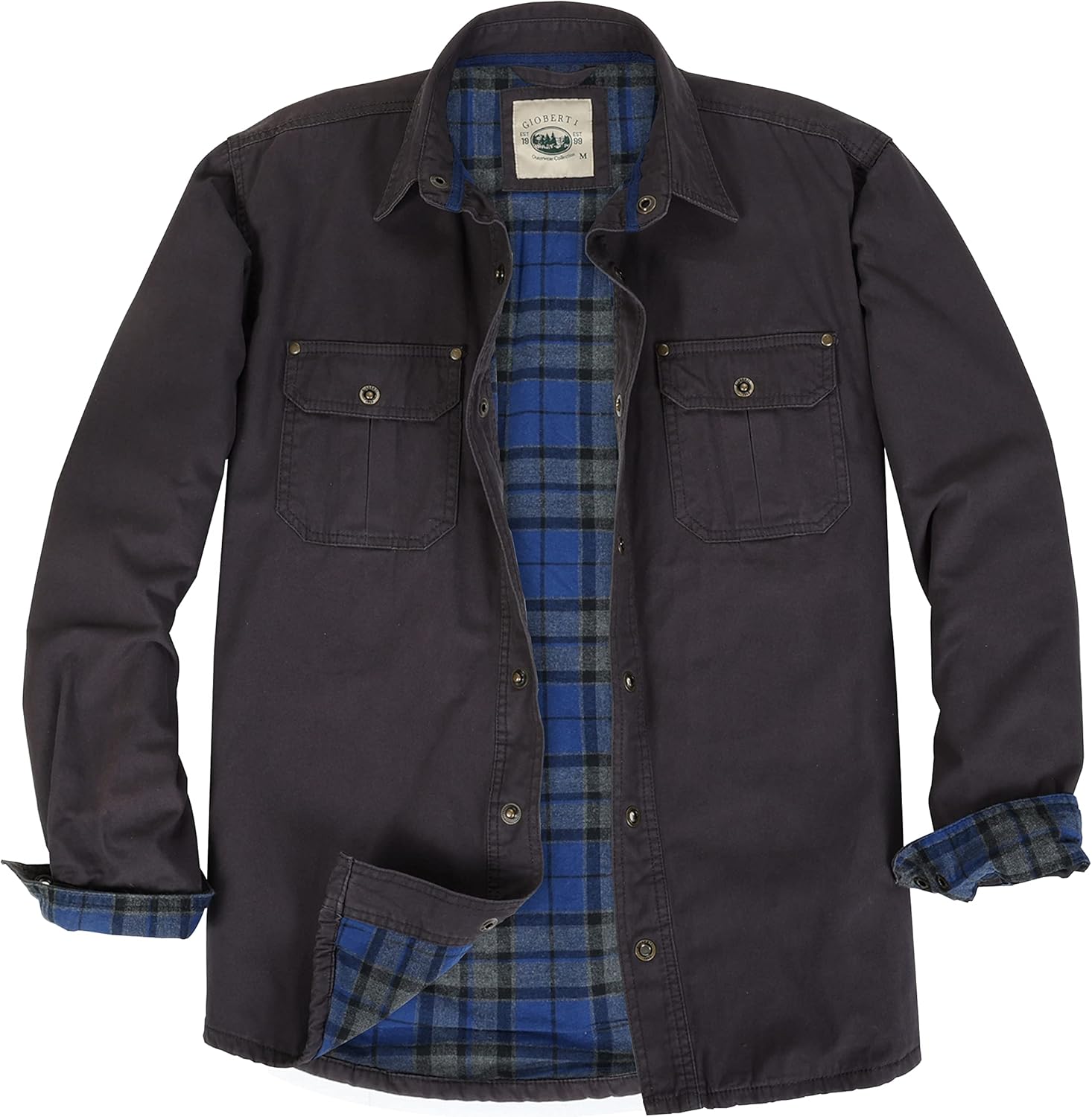 Gioberti Men's 100% Cotton Brushed and Soft Twill Shirt Jacket with Flannel Lining - Image 4