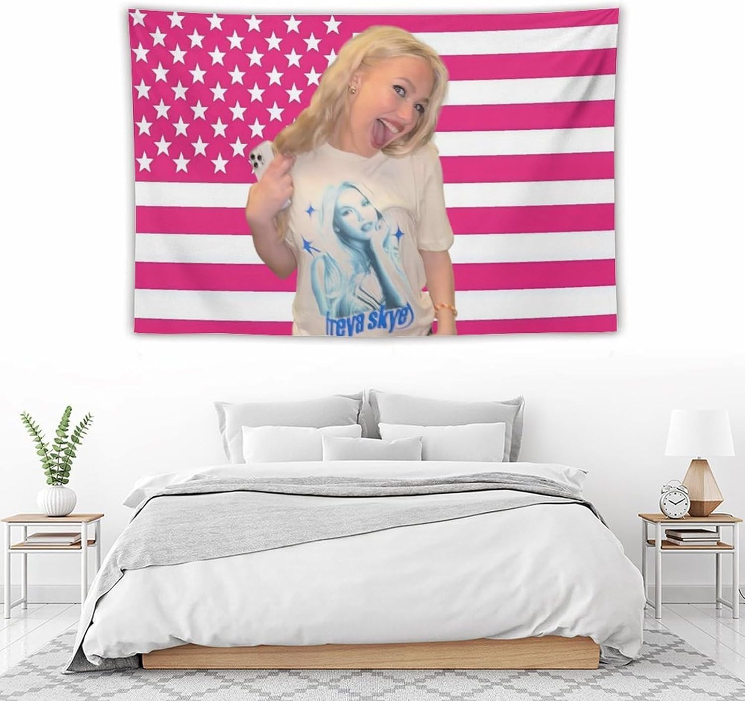 3.3x5 Feet（100X150cm） Decorative Pink Polyester Wall Design Hanging Flag for bed room Yard, Porch, College Dorm Decoration