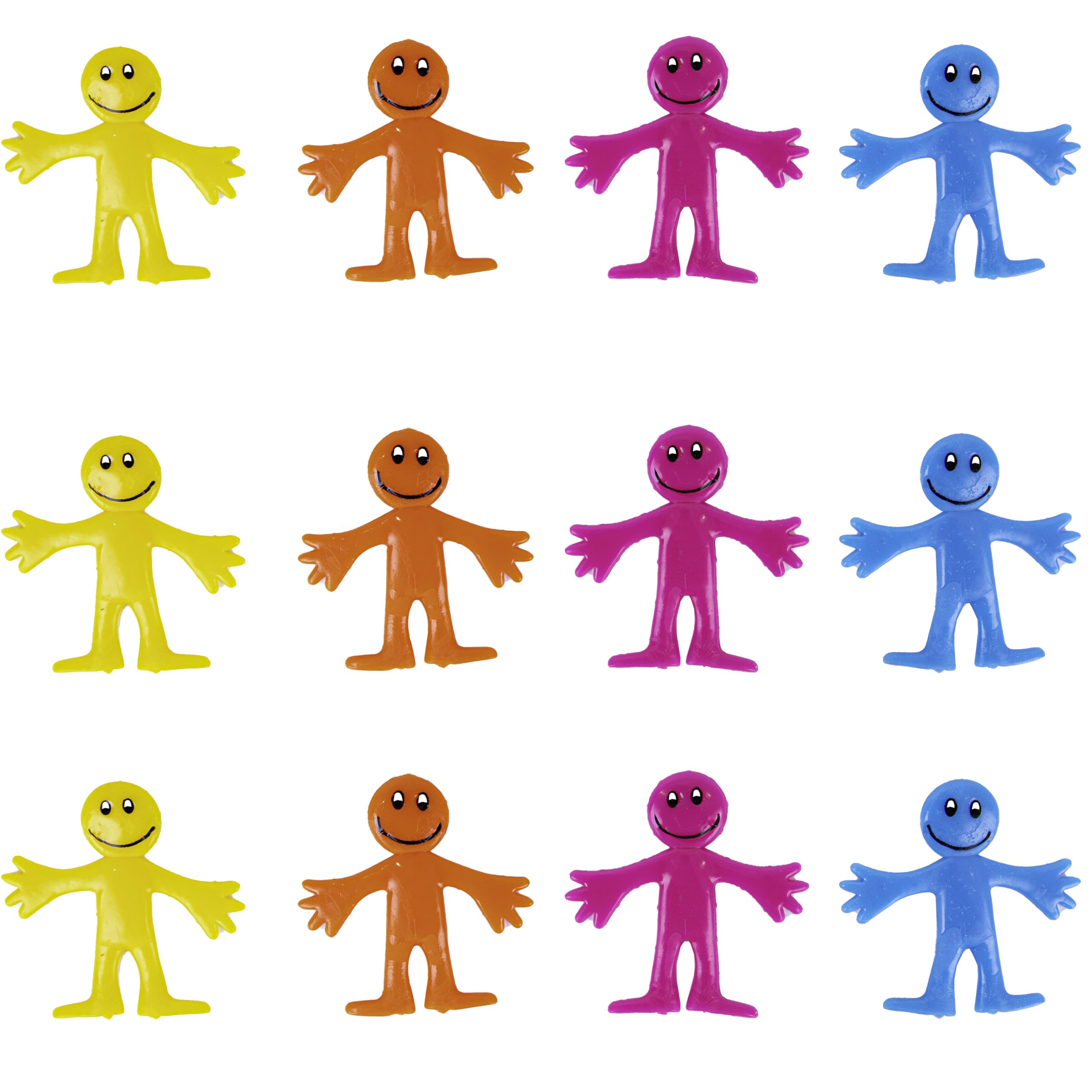 48Pk Stretchy Men Assorted Party Bag Fillers for Kids Birthday Party Unisex Strechy Smile Men Toys Ideal for Classroom Gifts Lucky Dip Prizes Giveaways Pinata Stocking Favours for Boys & Girls
