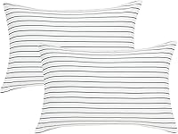 Vista 23 de JELLYMONI - Juego de 2 fundas de almohada de algodón 100% natural a cuadros, color blanco con cuadrícula negra, patrón geométrico estampado