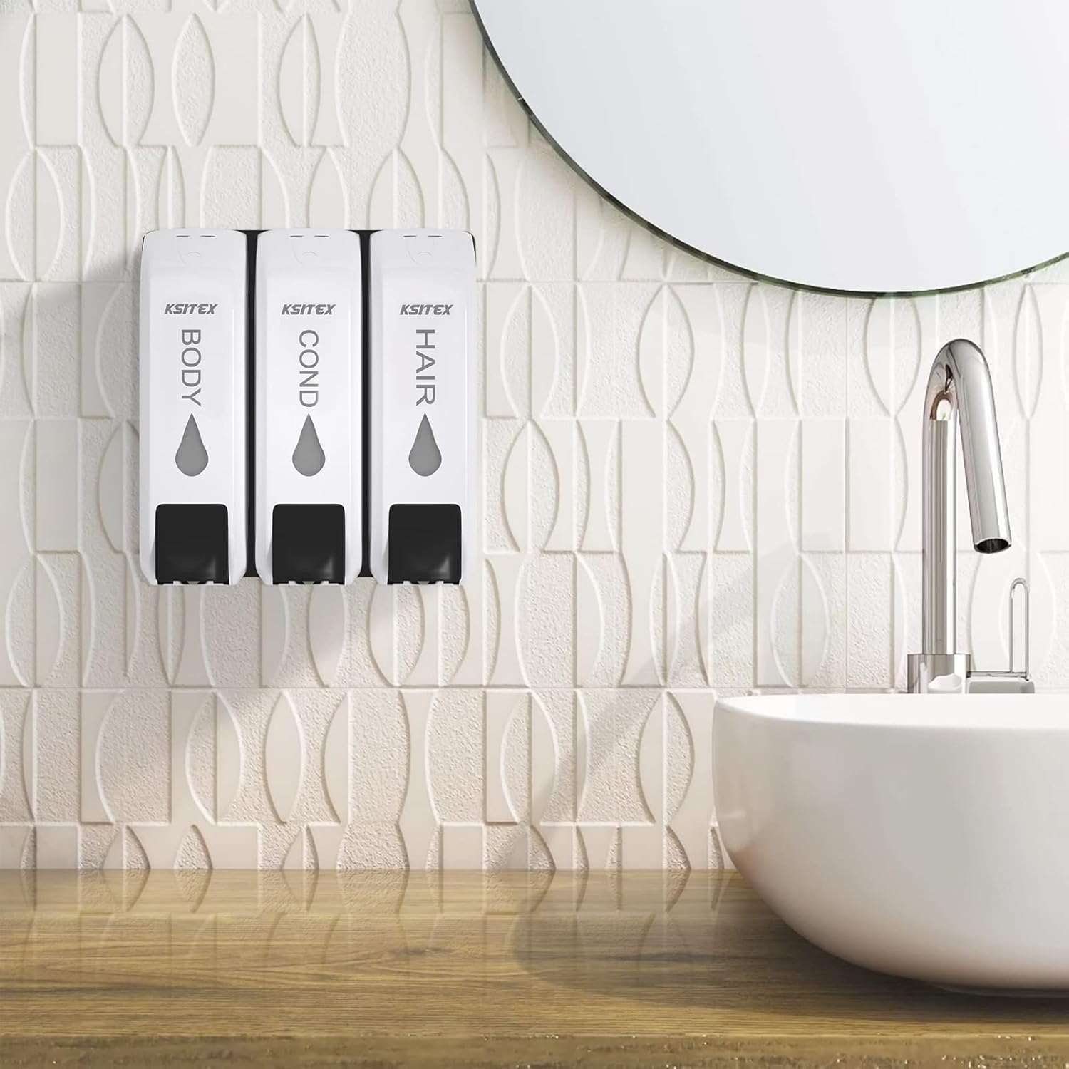 Shower Soap Dispenser Wall Mounted, Shower Dispenser 3 Chamber for Bathroom, KSITEX 35.5oz/1050ml : Home & Kitchen