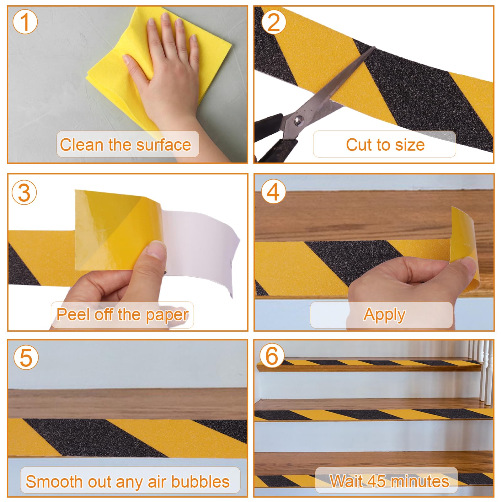 2 rollos de tiras antideslizantes, 50 mm x 10 m, con raspador y tijeras, cinta antideslizante para escalones antideslizantes en interiores y exteriores, color negro y amarillo