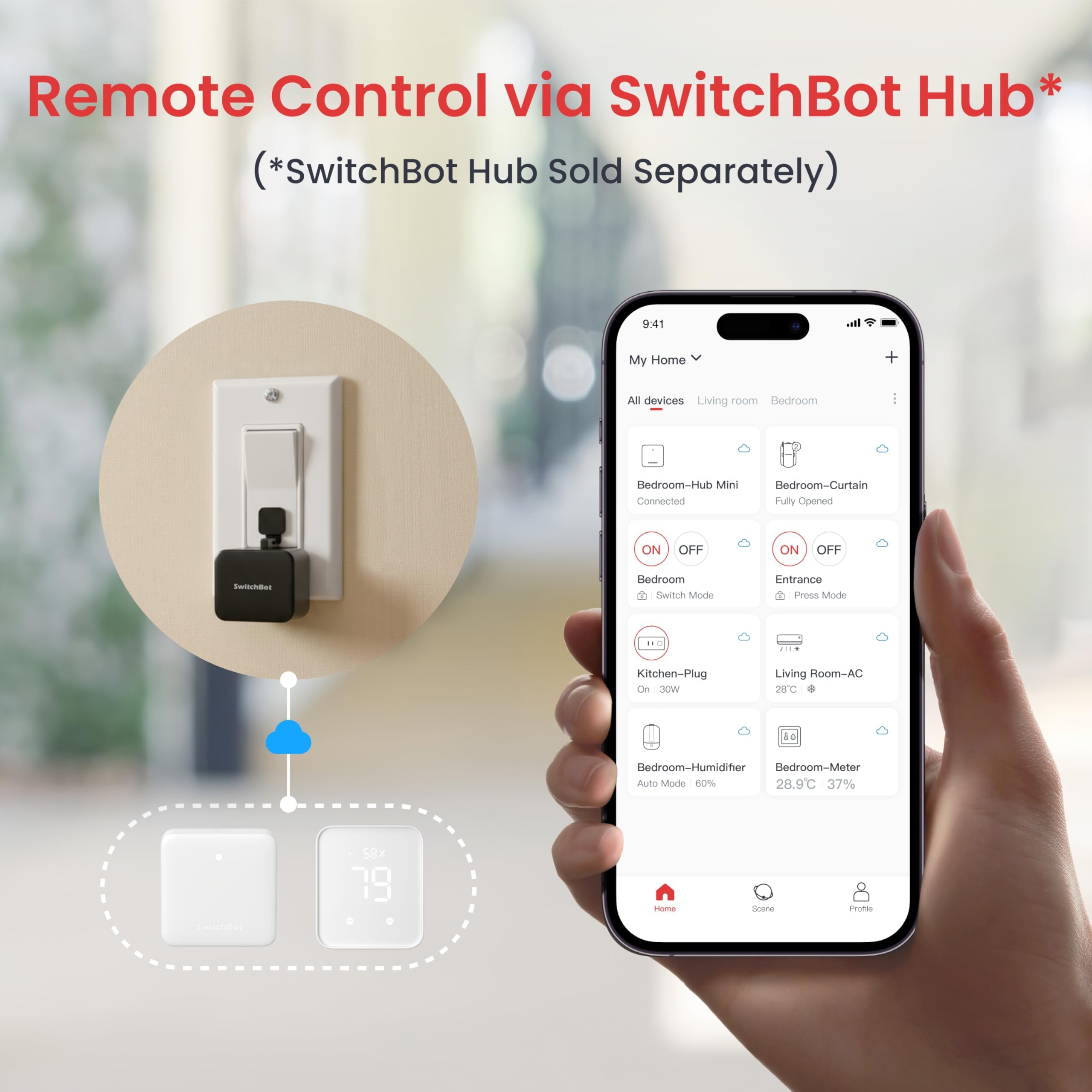 SwitchBot Smart Bluetooth Switch Toggle (Wiederaufladbar) - Fingerbot für Schalter, 1,0kgf, USB-C, App-Timer, fügen Sie Hub hinzu für Alexa, Siri & Matter, Schwarz