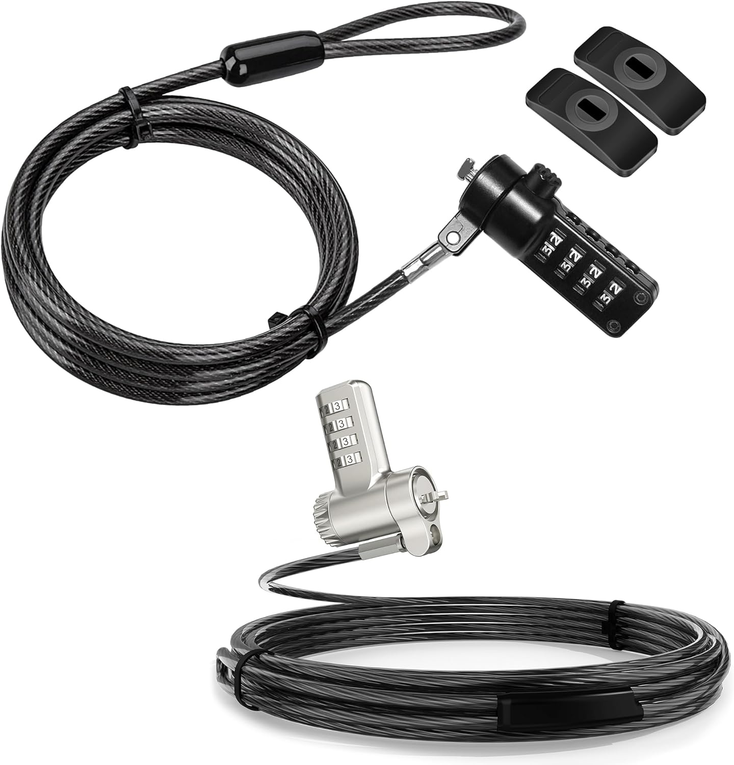AboveTEK iPad Combination Lock Security Cable w/Adhesive Plates, 3-in-1 Universal Laptop Combination Cable Lock, Professional Laptop Security Lock