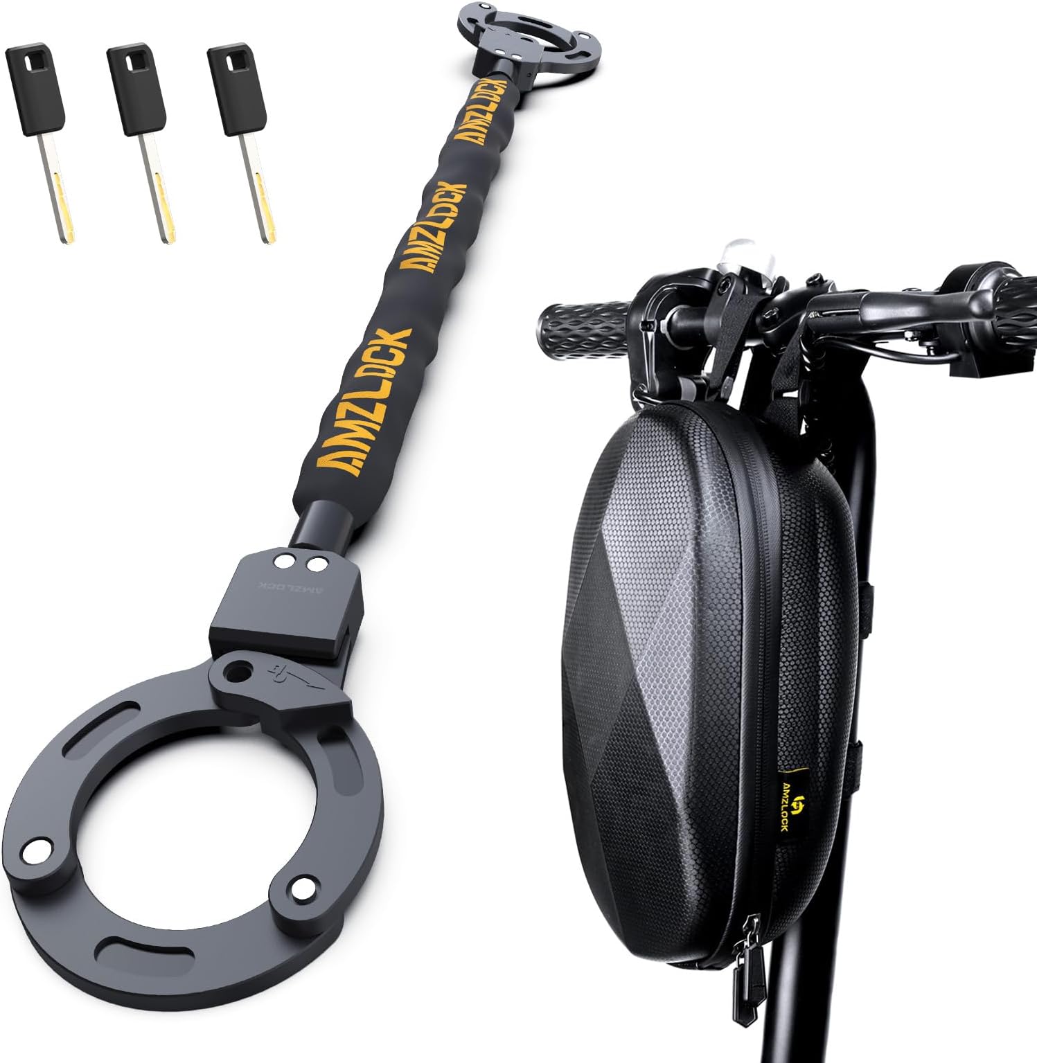 AMZLOCK E Scooter Lock, Handcuff Lock 90 cm, Lock for E Scooter with 3L Waterproof Hanging Bag, High Security Locks, Bicycle Lock One Button Lock, Theft Chain Lock
