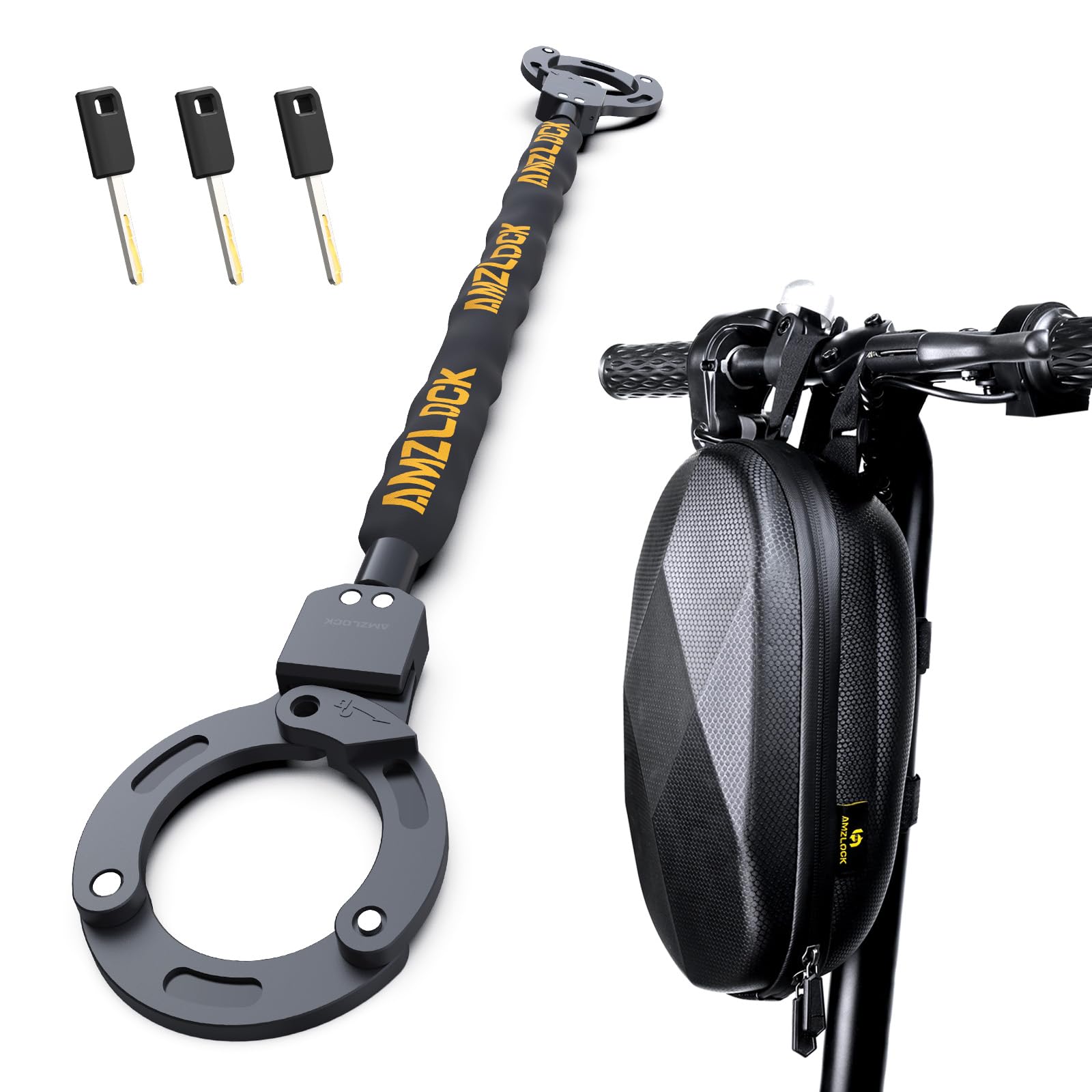 Candado Patinete Electrico, Candado Esposas 90cm con llaves y bolsa, Bloqueo Automático para Patinete y Bicicleta