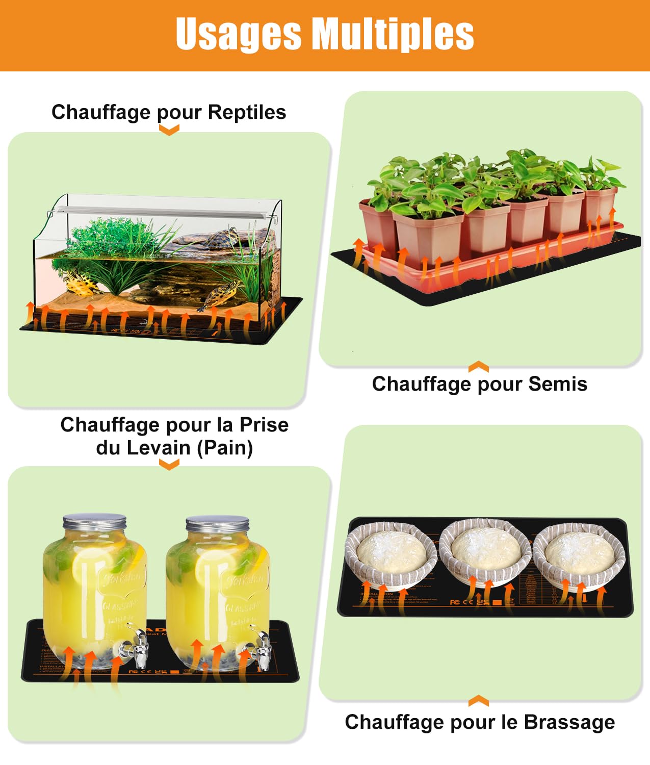 WADEO Tapis Chauffant pour Semis 50W avec Thermostat Numérique [2 Tapis, 1 Contrôleur] - Coussin Chauffant Réglable pour Germination, Boutures, Serre et Terrarium Reptile (IP67, 52x25 cm)