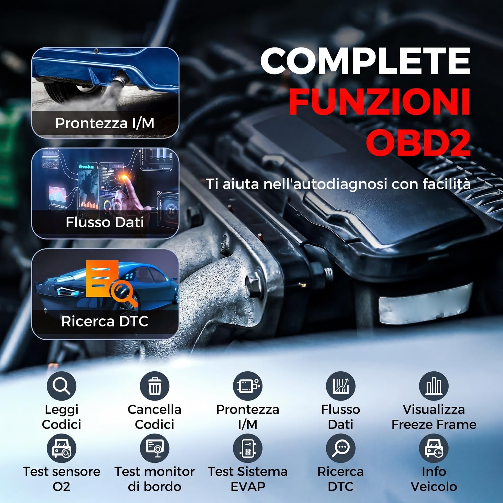 LAUNCH CRP123X V3.0 64G - Dispositivo diagnostico professionale OBD2 per tutte le auto e marche, diagnosi a 4 sistemi con reset: EPB DPF servizio olio, SAS/BMS test batteria, lettura VIN incluso a