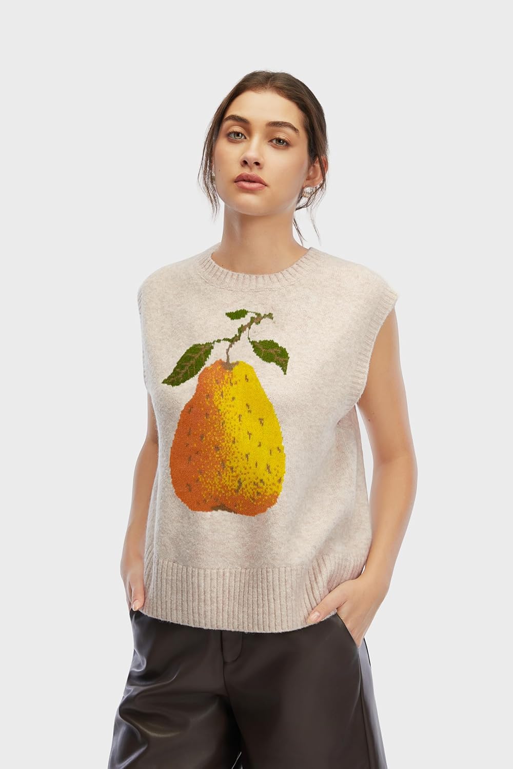 Cropped Sweater Vest for Women Cute Casual Knit Vest for Women Graphic Sleeveless Top Spring Warm Lightweight - Image 3