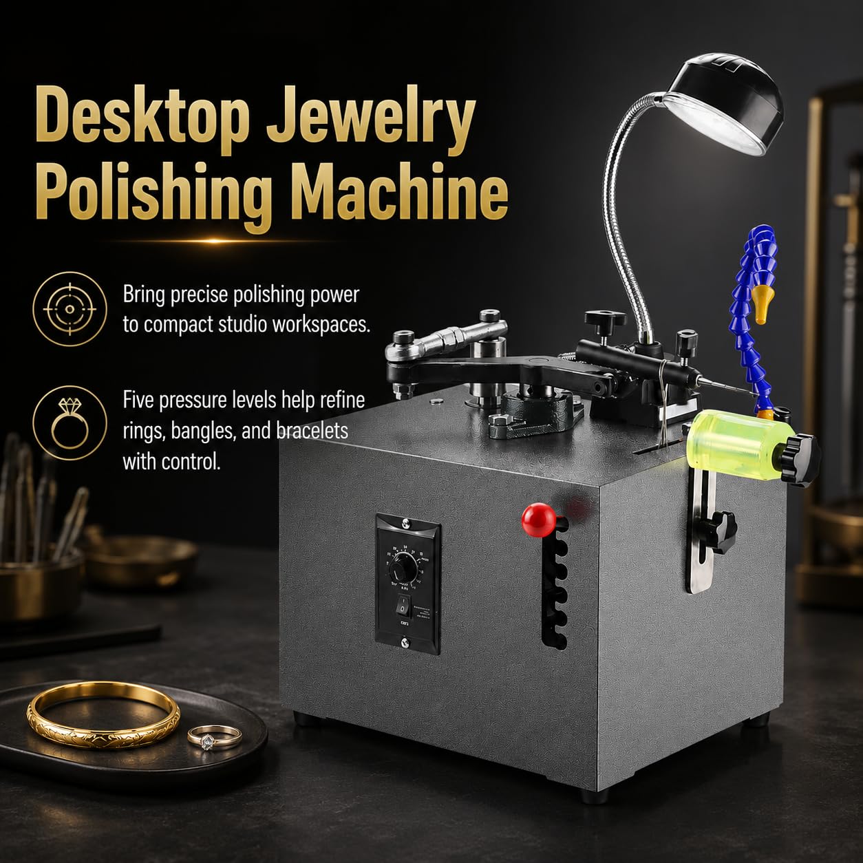 Machine de polissage de bijoux de bureau, 0-450 tr/min, cinq niveaux