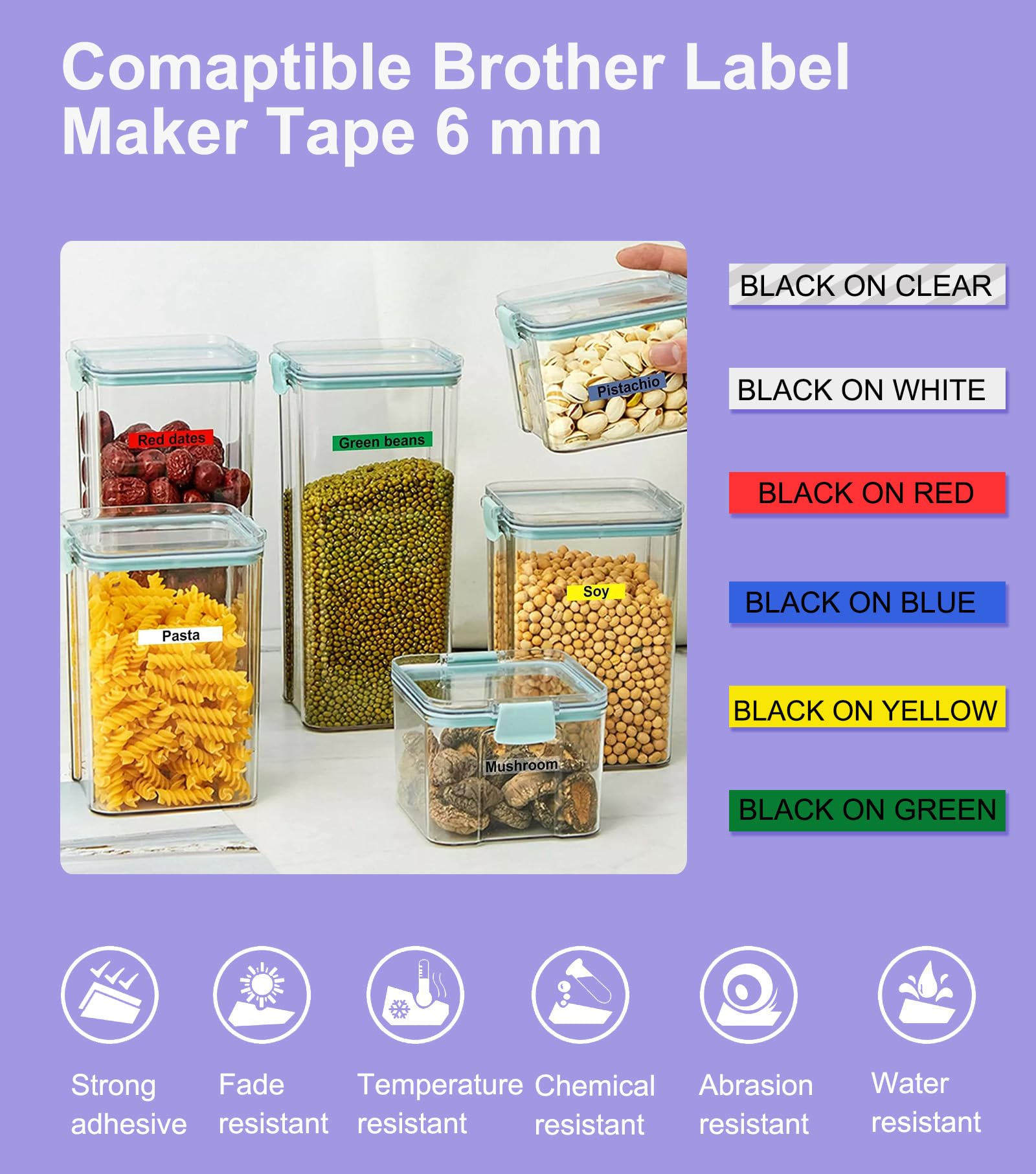 Compatible with Brother Label Printer Tape 6mm 0.23 TZe-111 TZe-211 TZe-411 TZe-511 TZe-611 TZe-711 Compatible with Brother P Touch PT-H110 D210 E110 H100 H101 P710BT E300 H107B - Image 2