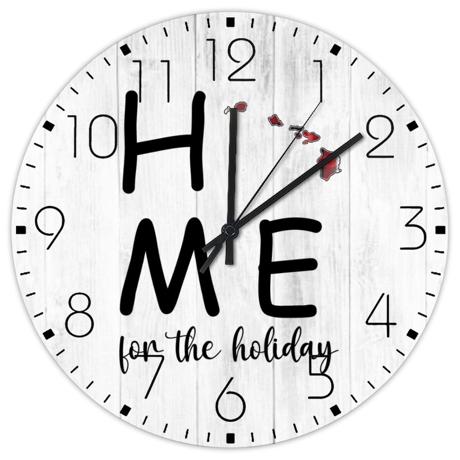 Horloge murale en bois 38,1 cm silencieuse et ronde pour la maison