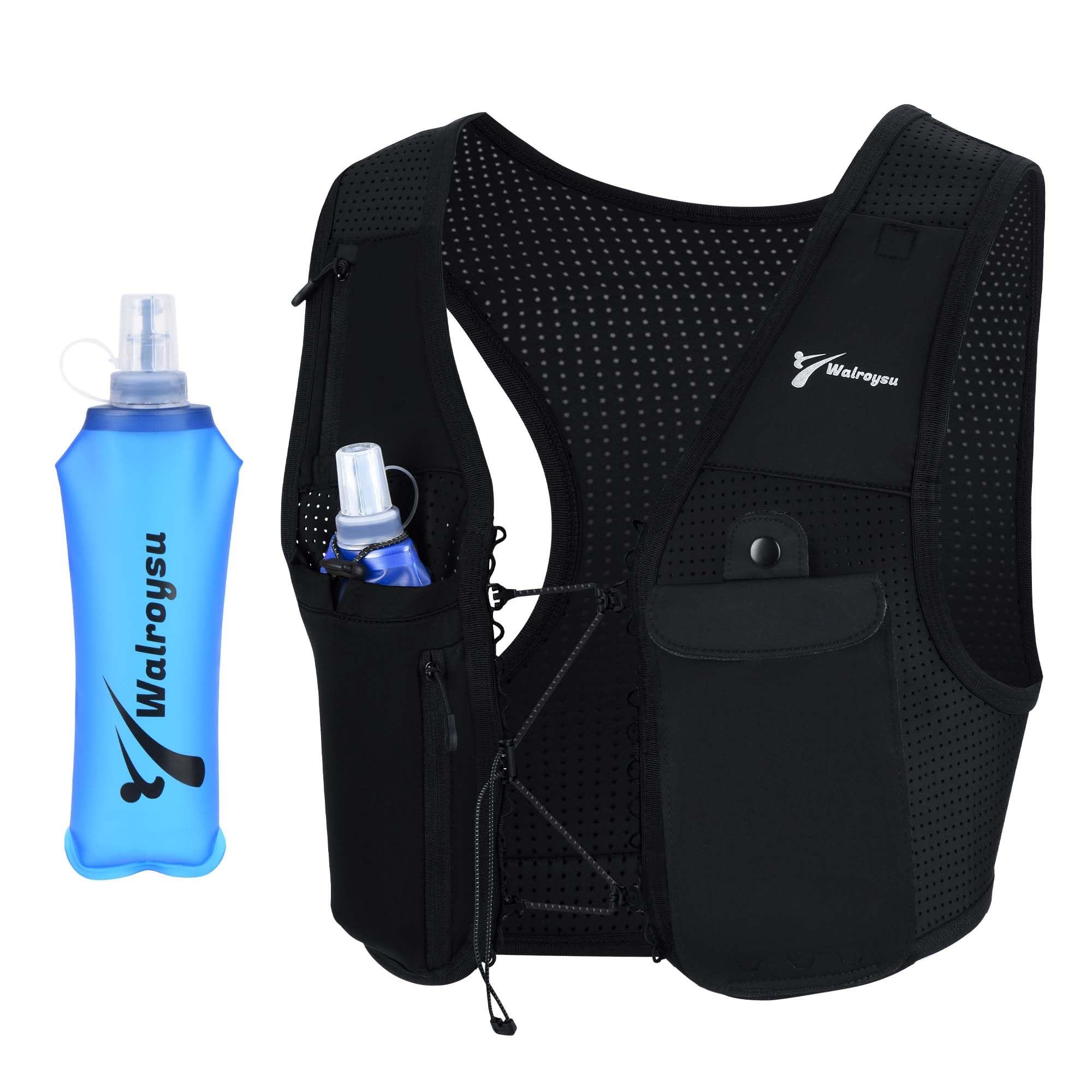 Running Vest for Women Men, USA Design, Lightweight Hydration Vest, Adjustable Elasticated Crisscrosses, Front Phone Pocket, Running Vest with 500ml Soft Flask for Marathon, Training Runs, Trail Runs-image-45