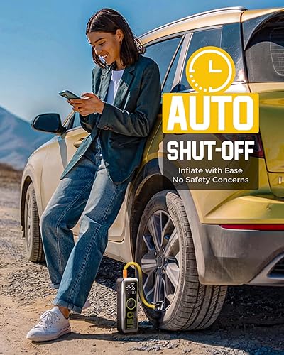 Miniatura 5 de NEVERLAND Compresor de aire portátil para inflador de neumáticos, bomba de aire de 16000 mAh 150PSI para neumáticos de automóvil con pantalla LED