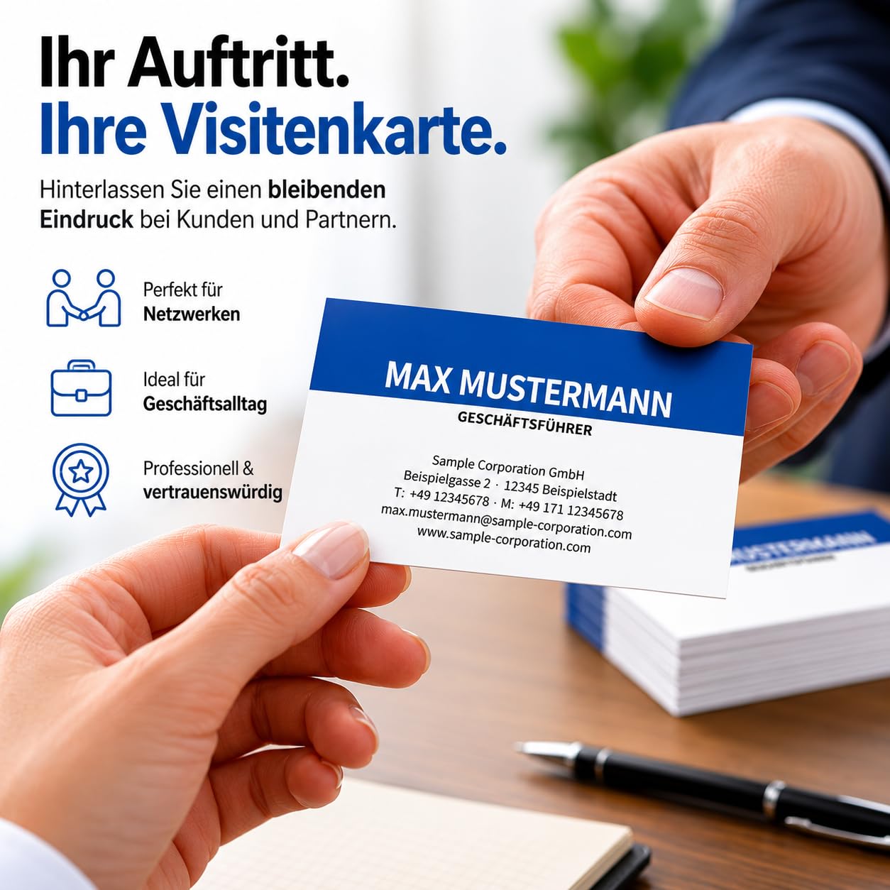 Visitenkarten, prinux, Professionell, 1800 Stück, 400g-Karton, mit Wunschtext - Text, Schriftart und Farben sofort online anpassen
