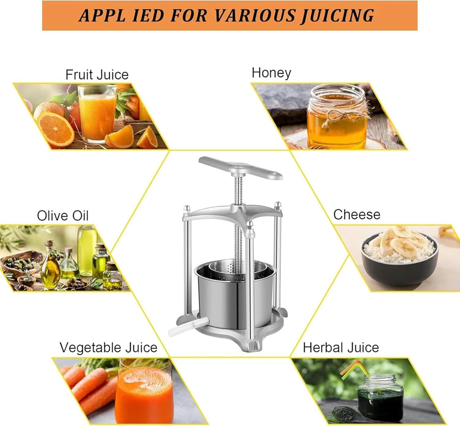 3L Stainless Steel Manual Fruit Wine Press Household Cider Vegetables Tincture Pressing Machine Kitchen~/