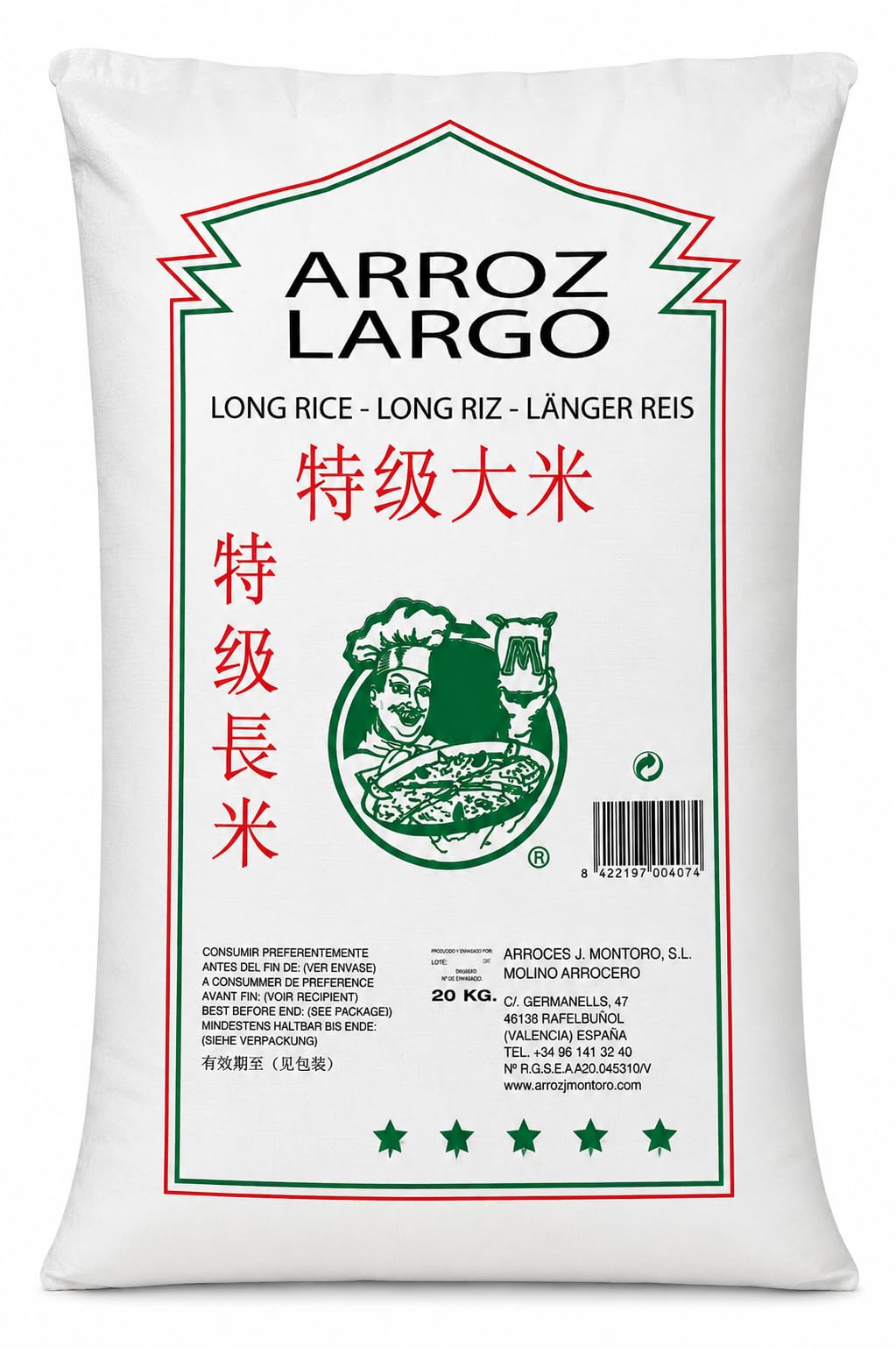 ARROZ LARGO - J. MONTORO - SACO DE 20 KILOS - ARROZ BLANCO