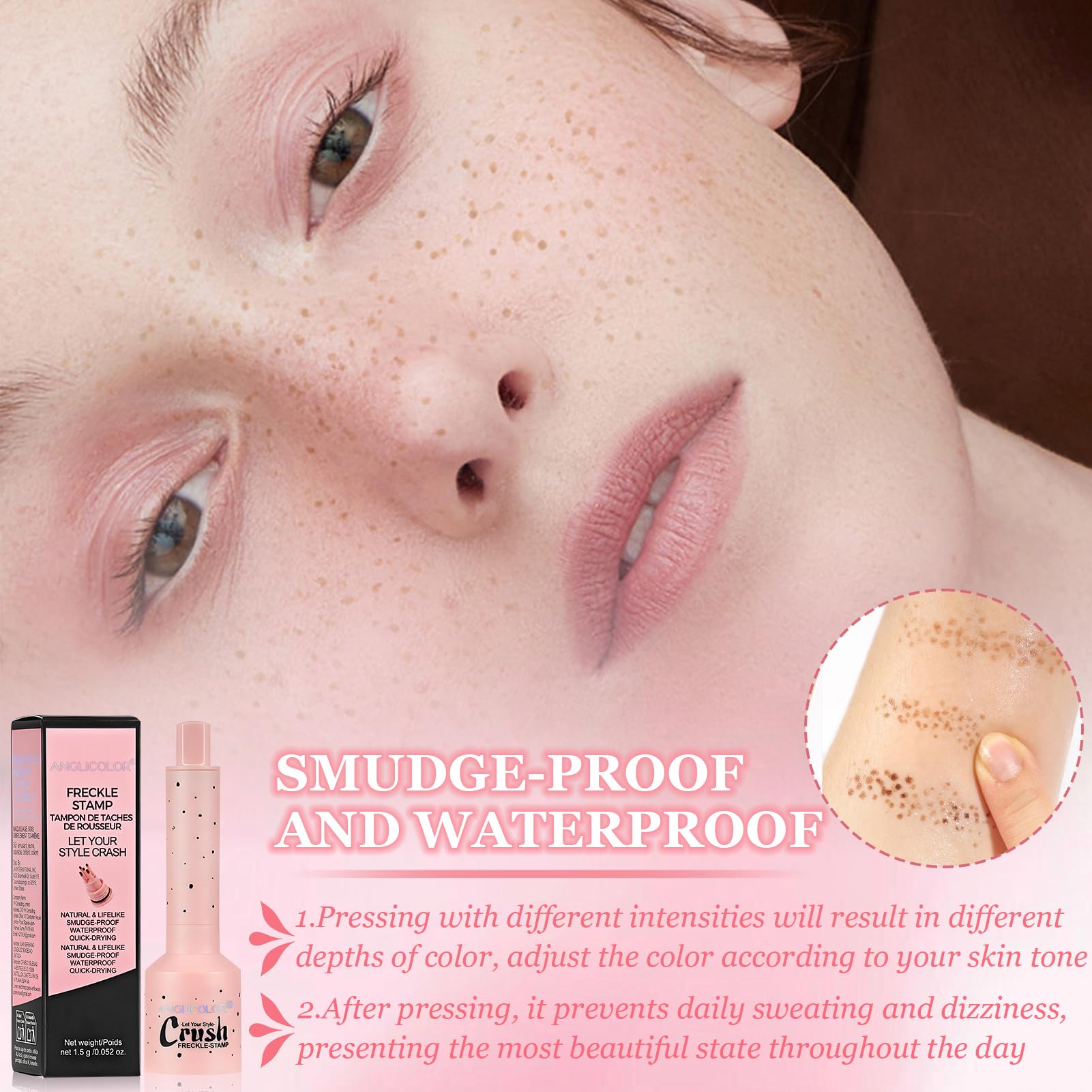 Timbro per Lentiggini Finte Waterproof,Timbro per Lentiggini a Cinque Punti,Freckle Maker, Simulazione Naturale per Trucco a Lunga Durata,Facile da Colorare,Impermeabile (Marrone chiaro)