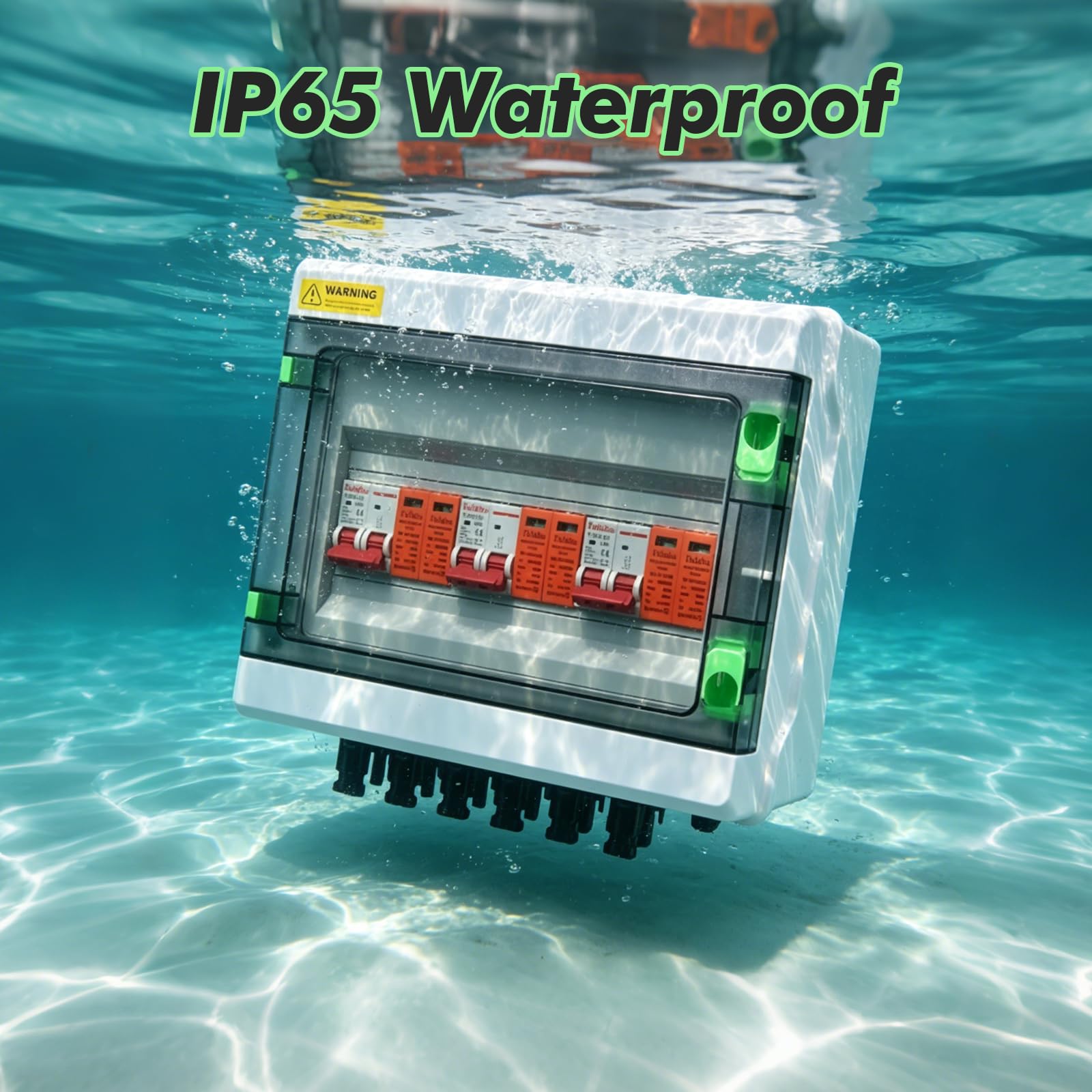 Überspannungsschutz PV DC 1000V, 40A Trennschalter mit Leitungsschutzschalter, IP65 Solar Combiner Box 3 String, Wasserdichtes Solar Spannungsschutz, Plug & Play, (3 in 3 Out)