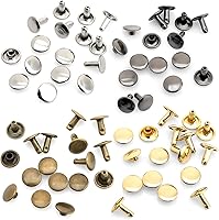Vista 8 de CRAFTMEMORE Remache de cuero de 0.354 in x 0.472 in, remaches de doble tapa, remaches tubulares de metal rápido, remaches de cuero, 50
