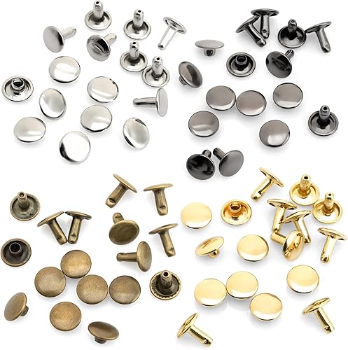 Miniatura 8 de CRAFTMEMORE Remache de cuero de 0.354 in x 0.472 in, remaches de doble tapa, remaches tubulares de metal rápido, remaches de cuero, 50