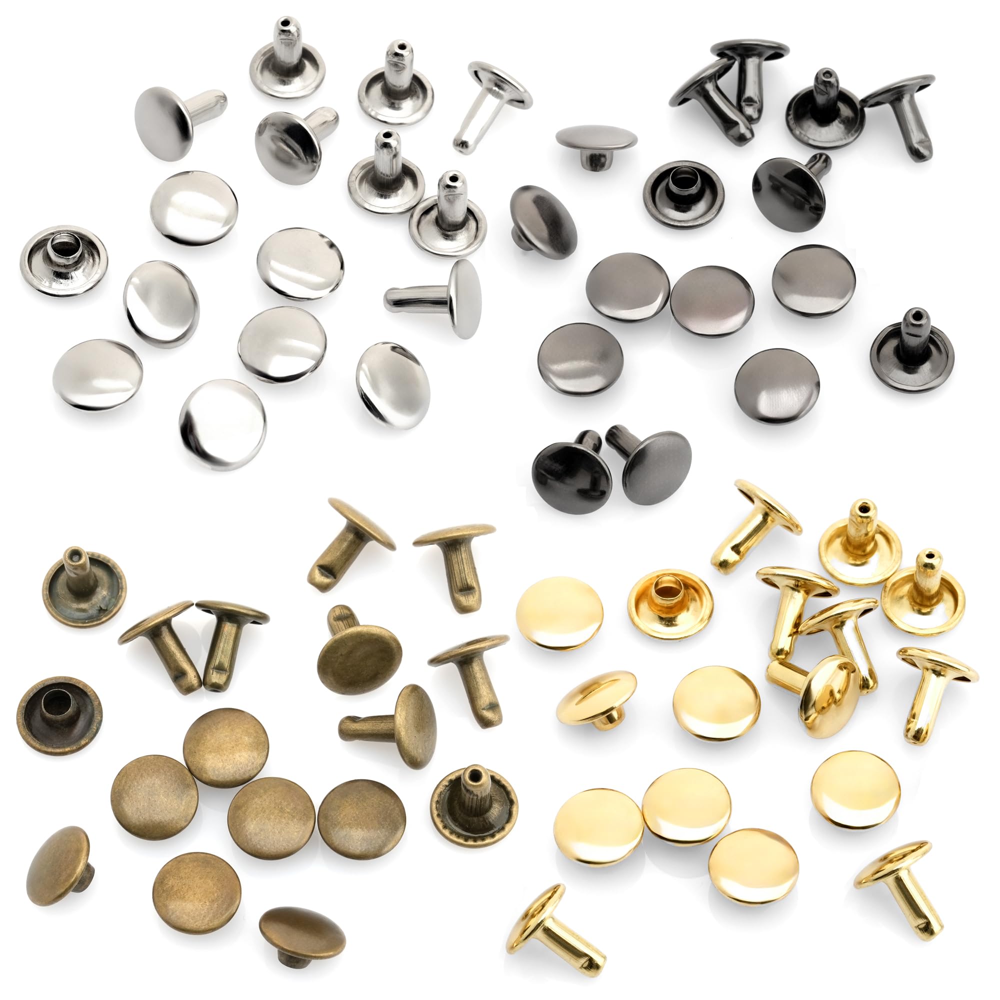 craftmemore 100 unidades 9 mm doble tapa remaches redondo remaches sujetadores para piel Craft Decoración VT