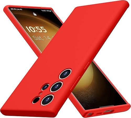 CellEver Funda de silicona suave para Samsung Galaxy S23 Ultra, ajuste delgado protección de cámara y caídas Funda de teléfono a prueba de golpes