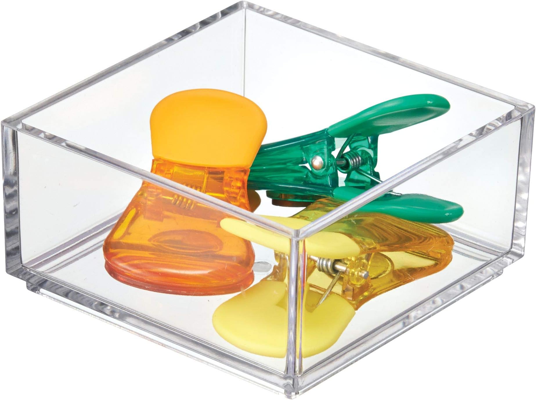 iDesign Clarity Plastic Drawer Organizer, Storage Container for Kitchen Gadgets, Corks, Sticky-Notes, Clips in Pantry, Cabinets, Countertops, 4" x 2" - Clear