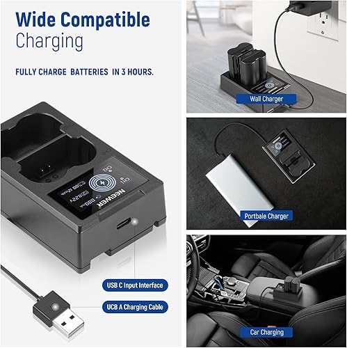 Vista 21 de Neewer LP-E6NH - Juego de cargador de batería de repuesto para Canon EOS R7 R5 R6 R, 5D III IV, 6D II, 7D II, 70D, 80D, 90D, 2 baterías de 2250 mAh