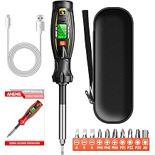 Voltage Tester Pen, Non Contact Voltage Test Pen Rechargeable AC Voltage 30V -1000V NCV Detection Replaceable 10 in 1 Batch Heads with LED Light Black