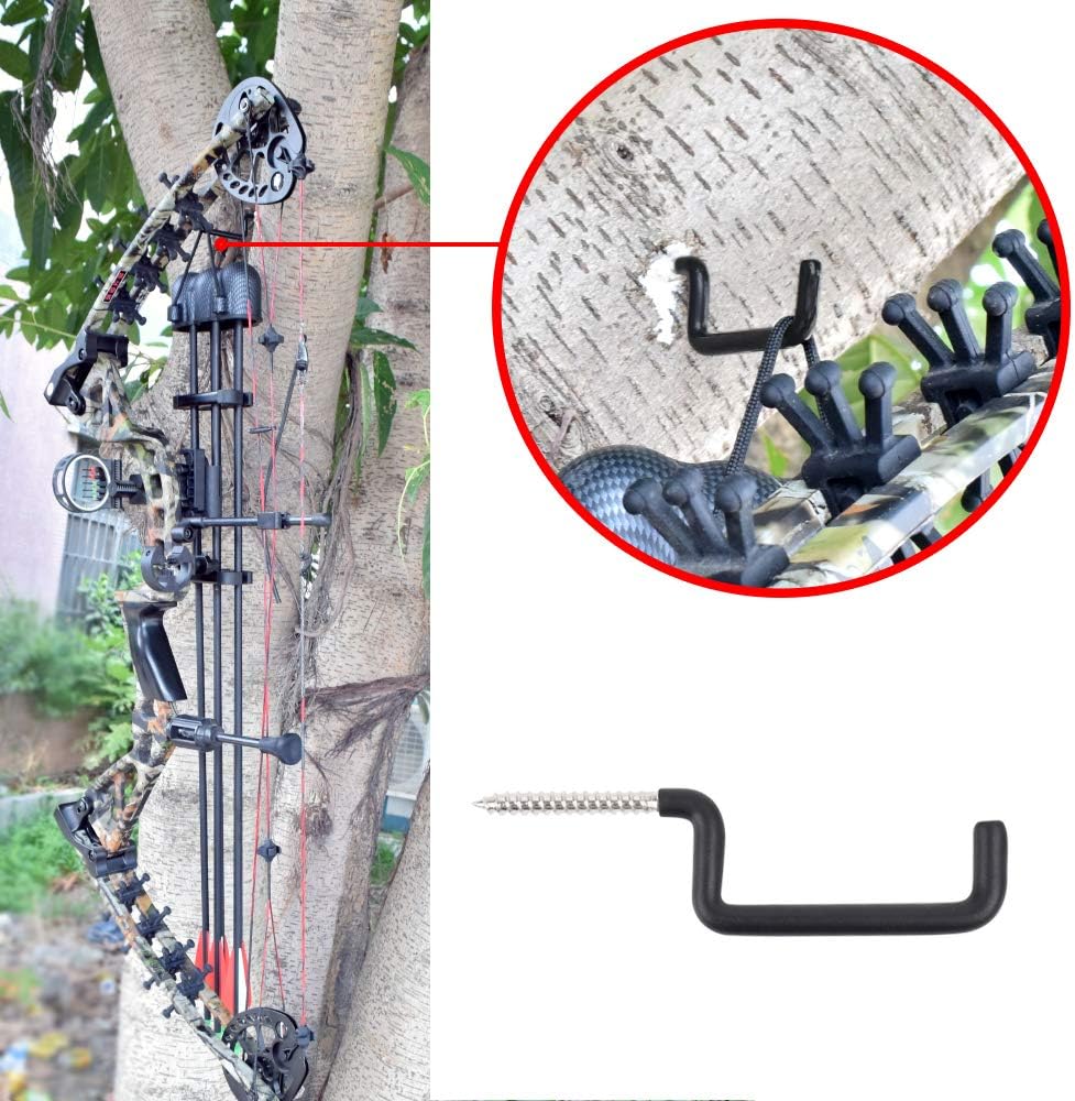 Archery Bow Hook Real Tree Stand Bow Hangers Bow Gear Holder Outdoor Hunting Accessory Black(10 pcs/Pack